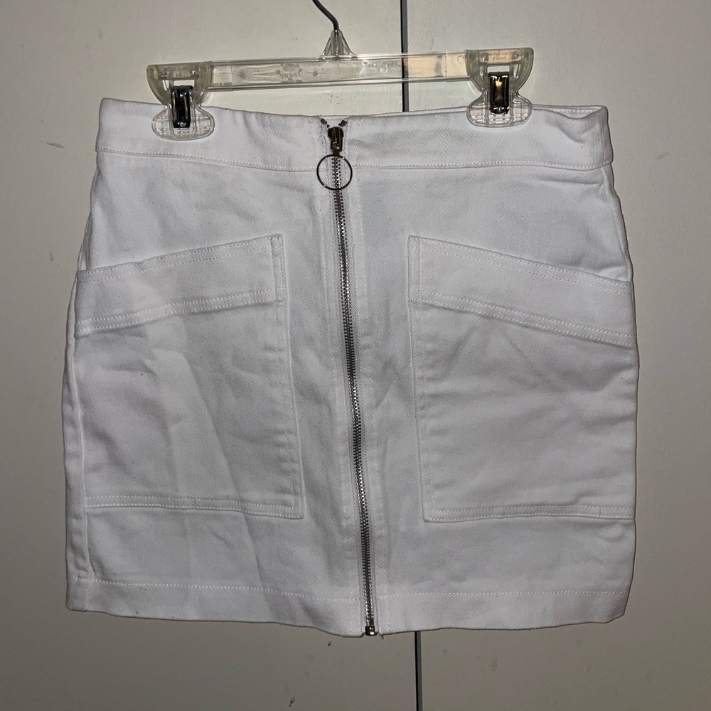 White denim jean skirt